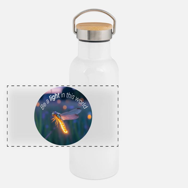 Luciole lumineuse avec un message positif Gourde isotherme avec bouchon en bambou