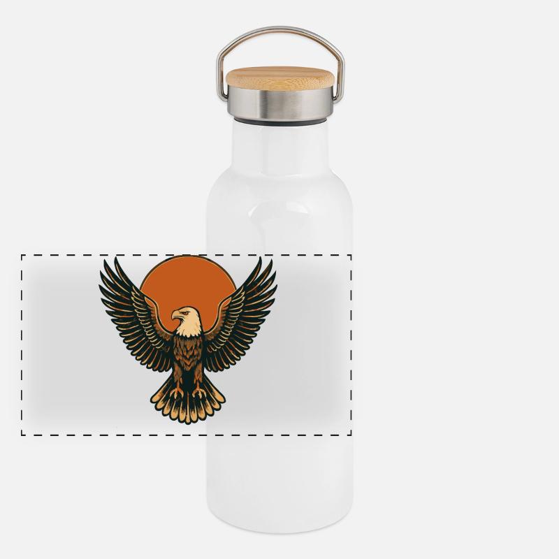 Eagle at sunrise Panoramic Thermal Bottle with Bamboo Lid