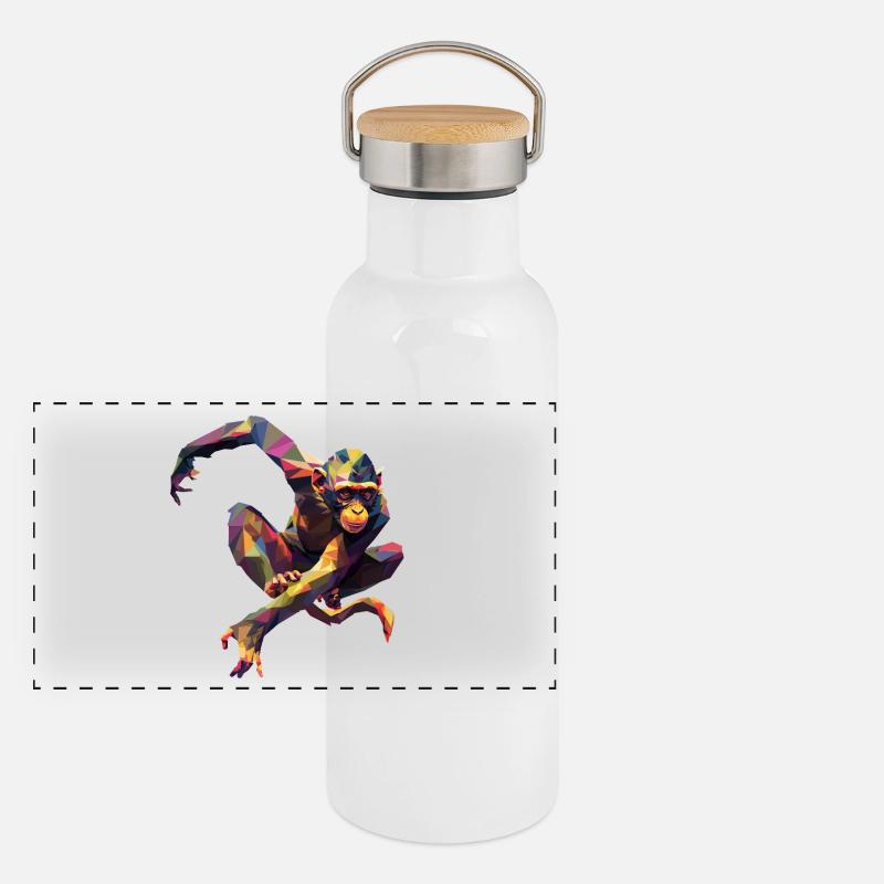 Géométrique Coloré Singe Gourde isotherme avec bouchon en bambou