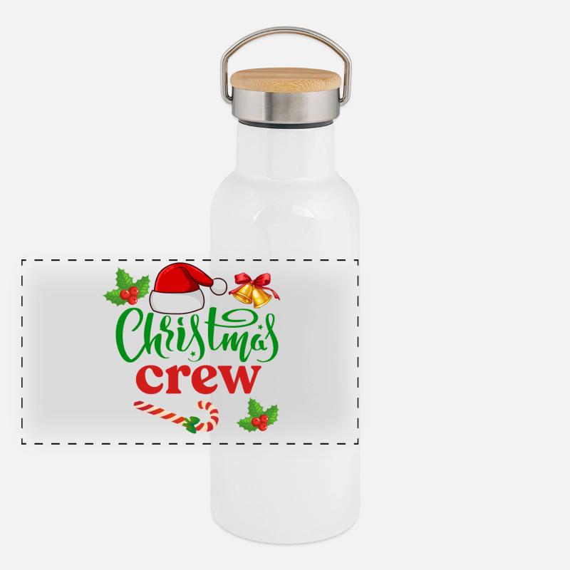 Weihnachts-Crew Panorama Thermosflasche mit Bambusdeckel