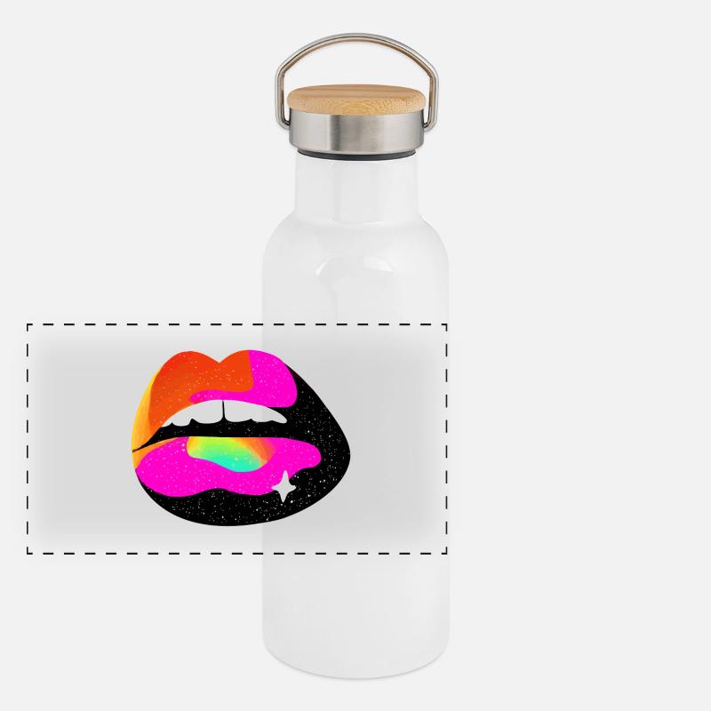 Rainbow Lip Pop Art Panoramic Thermal Bottle with Bamboo Lid