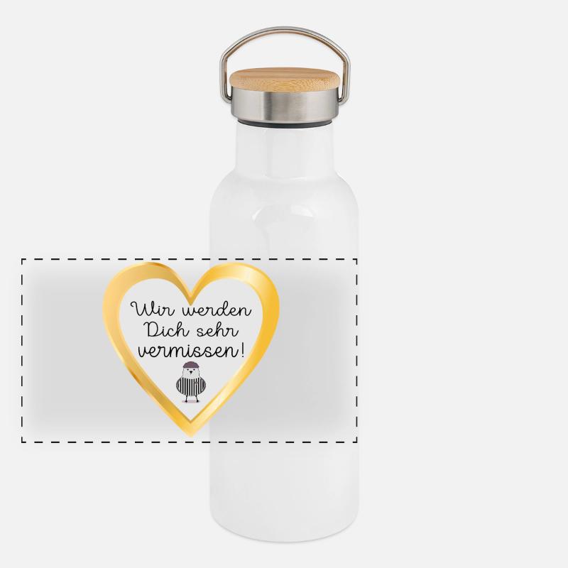 ABSCHIED MÖWE Panorama Thermosflasche mit Bambusdeckel