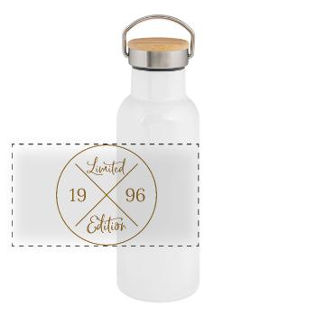 Geschenk 30. Geburtstag - Limited Edition 1996 - Panorama Thermosflasche mit Bambusdeckel - Weiß - Vorne