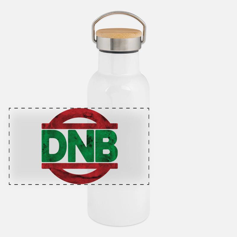 DnB Vibe Stempel RotGrün Panorama Thermosflasche mit Bambusdeckel