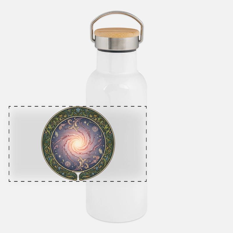 Galactic Rose Galaxy in the Vine Circle Panoramic Thermal Bottle with Bamboo Lid
