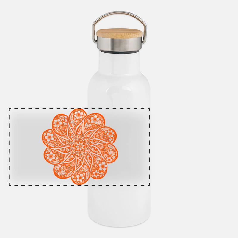 Sweat à capuche floral Batik Mandala dans le style rétro boho Gourde isotherme avec bouchon en bambou