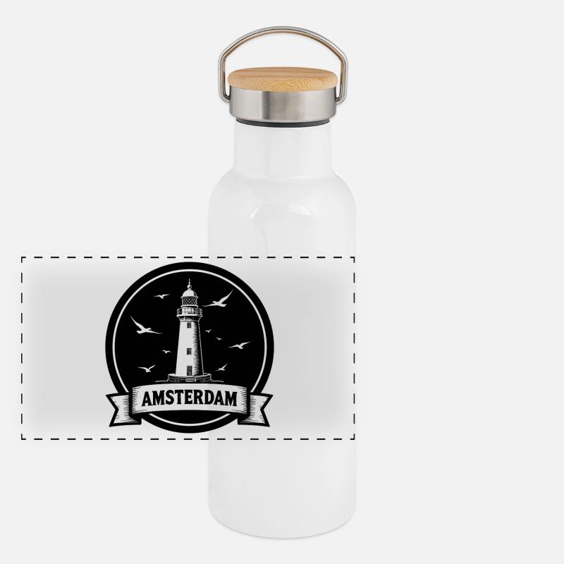 Phare d’Amsterdam Maritimes Gourde isotherme avec bouchon en bambou