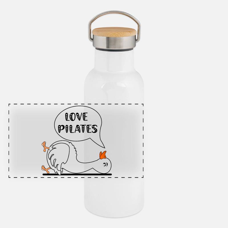 Pilates Lustige Gans Panorama Thermosflasche mit Bambusdeckel