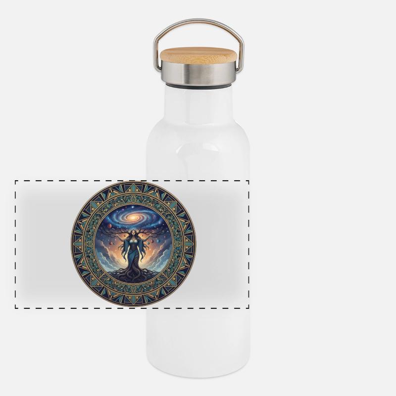 Mandala de Gaïa Cosmique Gourde isotherme avec bouchon en bambou