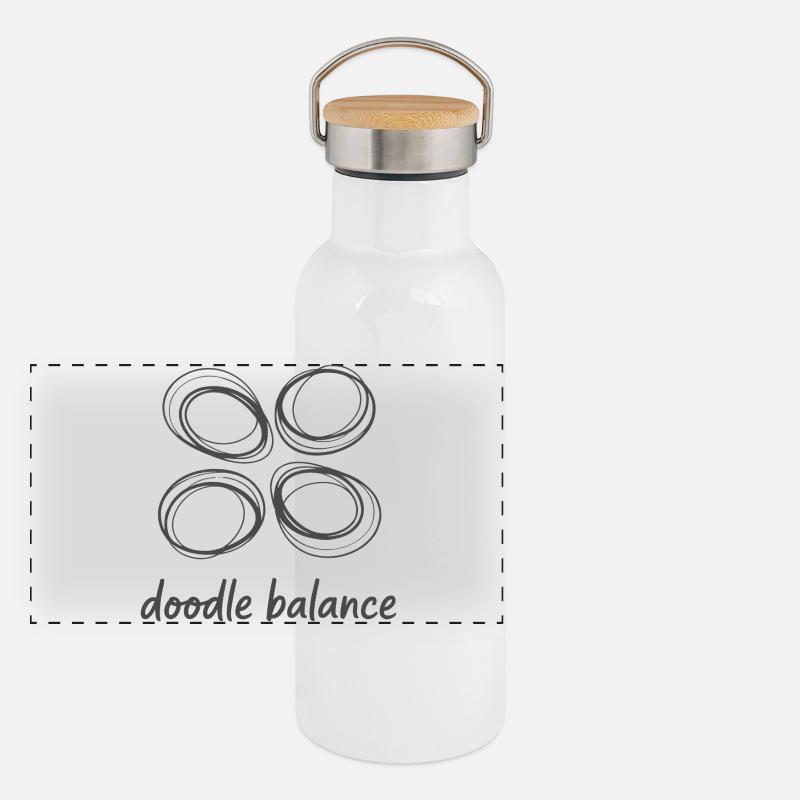 Abstract line art Panoramic Thermal Bottle with Bamboo Lid