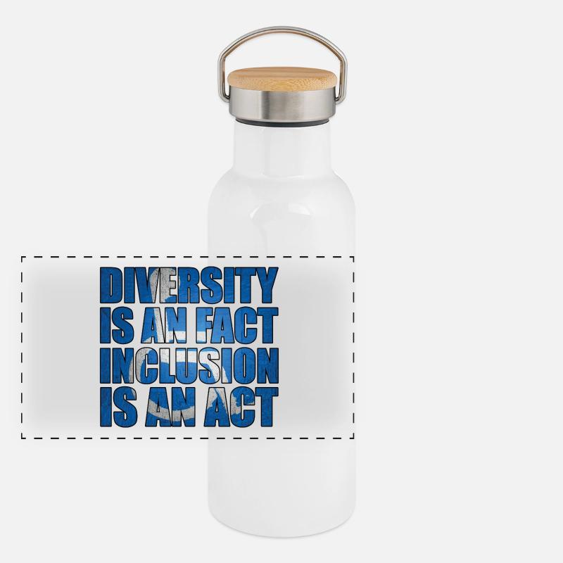 Diversity is a fact, inclusion is action Panoramic Thermal Bottle with Bamboo Lid