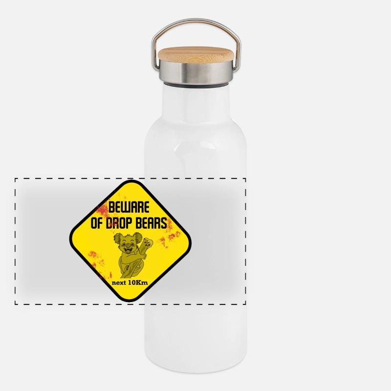 Warning Sign Drop Bears Panoramic Thermal Bottle with Bamboo Lid
