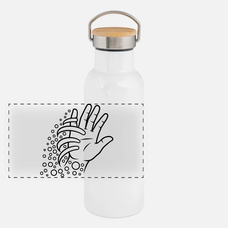 Minimalist Hand Line Art Panoramic Thermal Bottle with Bamboo Lid