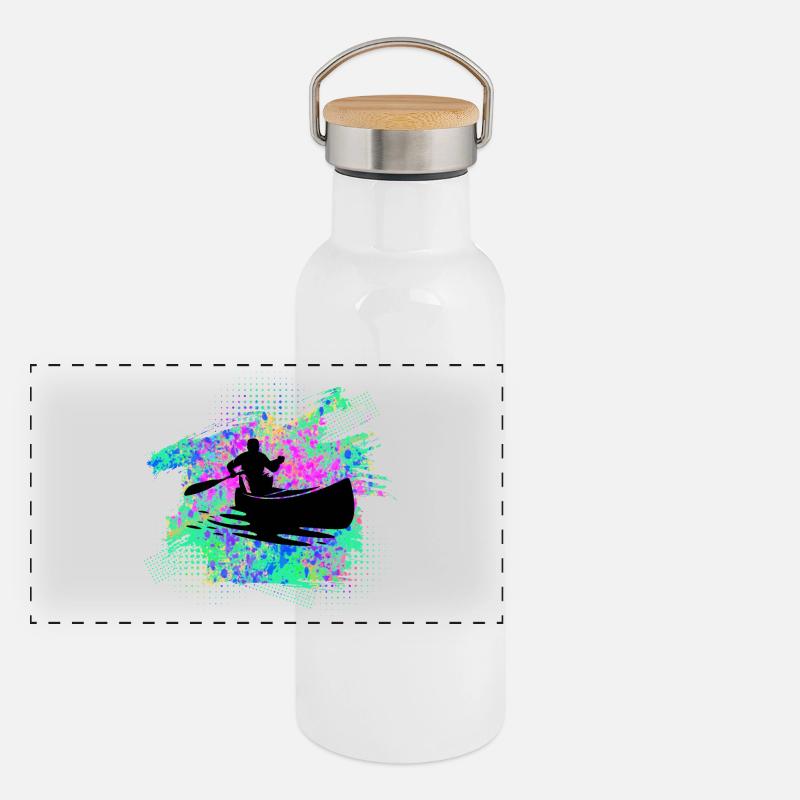 Kanu Kajak Panorama Thermosflasche mit Bambusdeckel