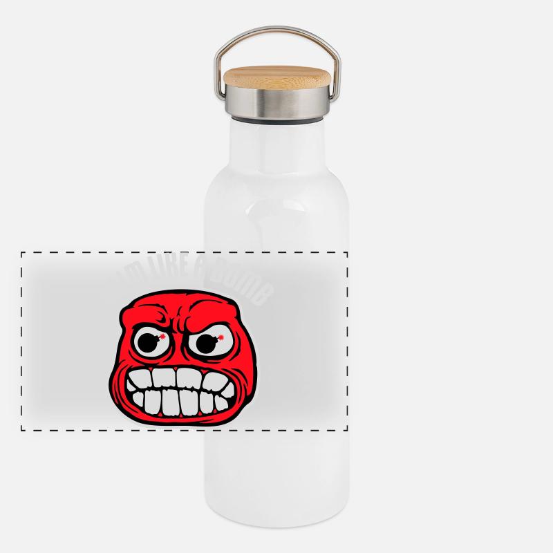 Calme comme une bombe Paradoxe Ironie Humour Blague explosive Gourde isotherme avec bouchon en bambou