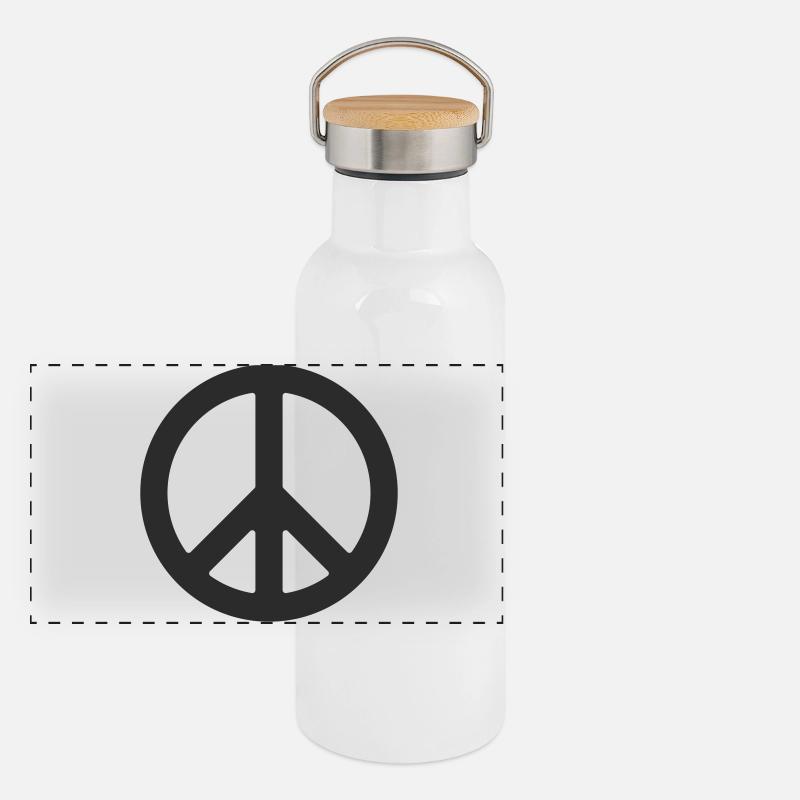 Peace symbol in minimal style Panoramic Thermal Bottle with Bamboo Lid