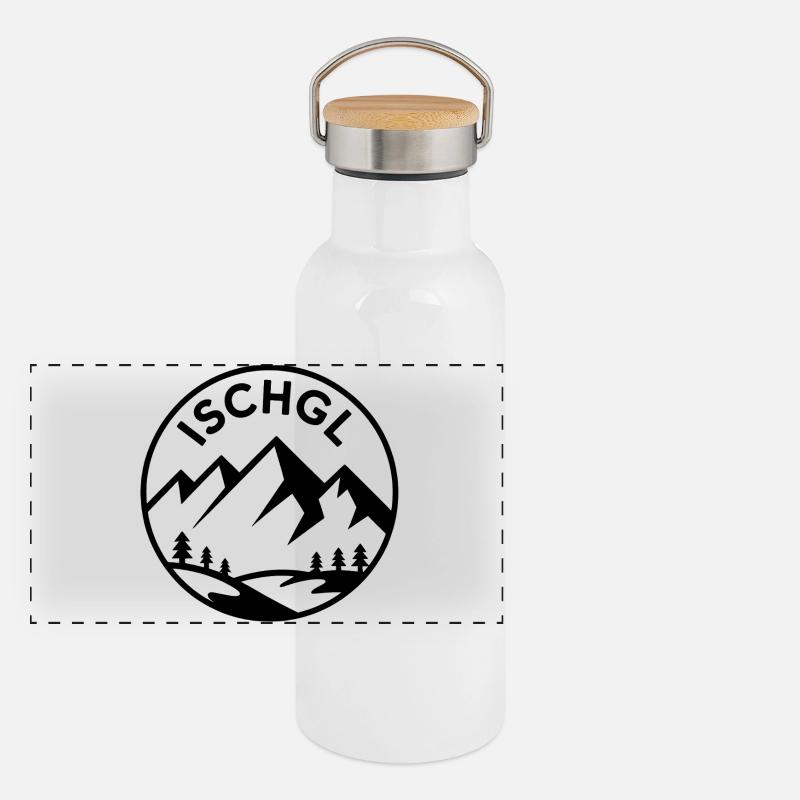 Ischgl - Souvenir Design Panorama Thermosflasche mit Bambusdeckel