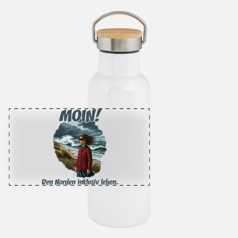 Moin inclusive coastal wind Panoramic Thermal Bottle with Bamboo Lid