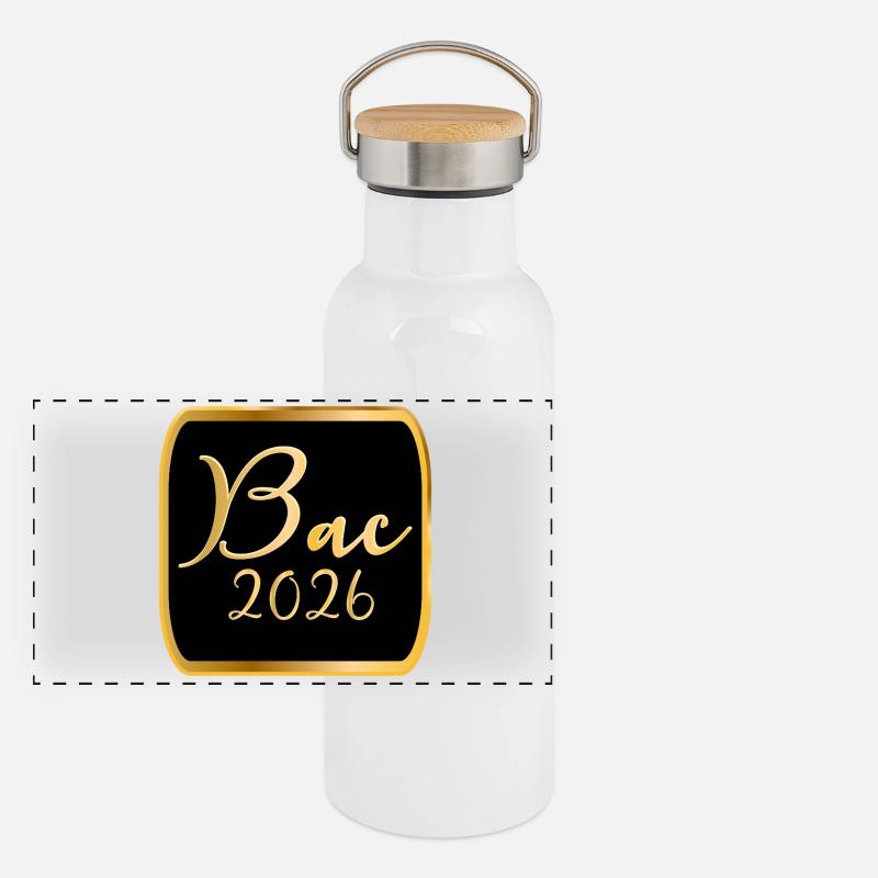 France Lycée BAC 2026 Gourde isotherme avec bouchon en bambou