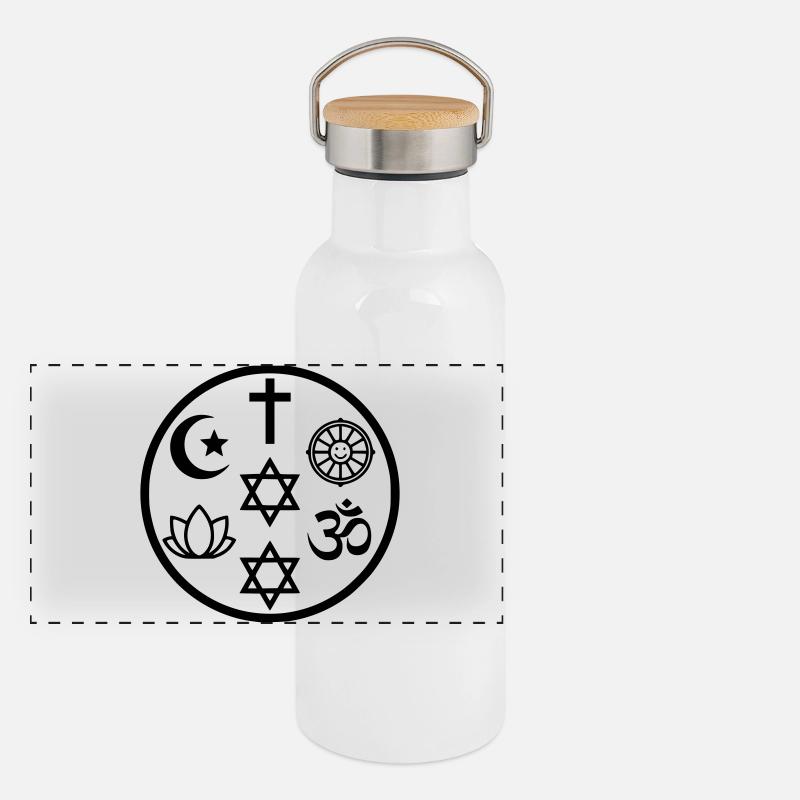 Symbole interreligieux de paix | Religions Gourde isotherme avec bouchon en bambou