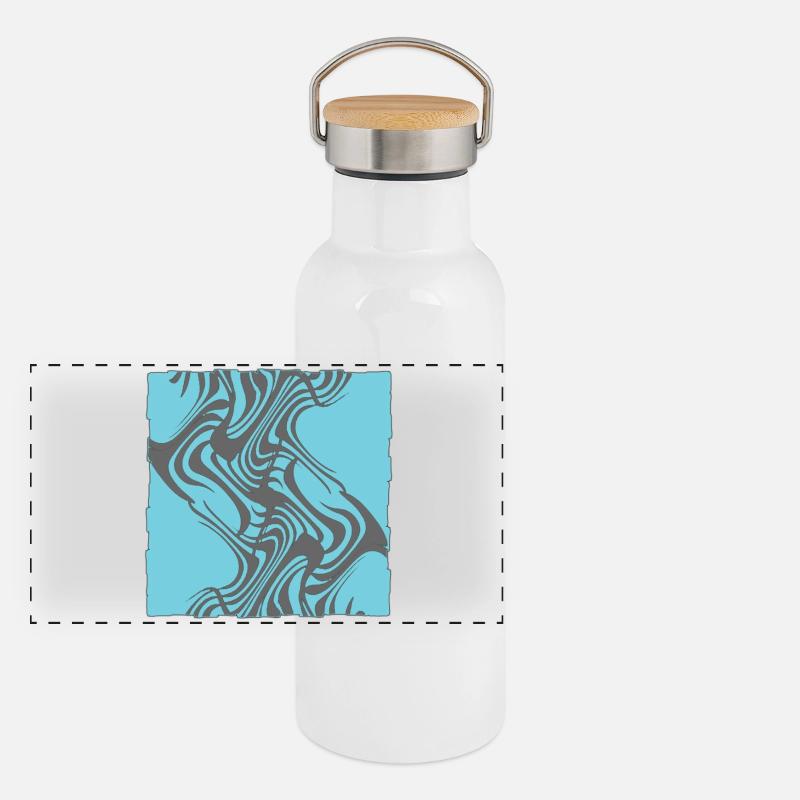 Zebraisches Muster Cyan Panorama Thermosflasche mit Bambusdeckel