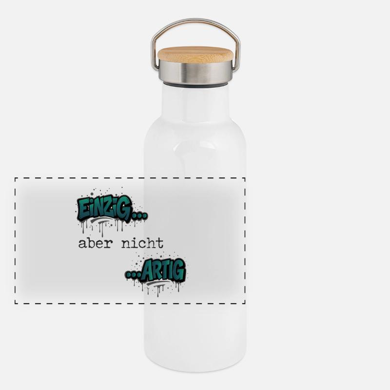 Graffiti « Unique mais pas agréable » couleur tendance Gourde isotherme avec bouchon en bambou