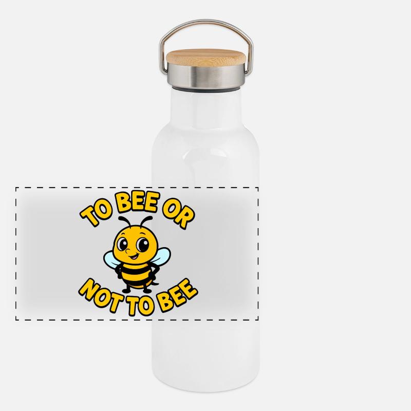 Biene oder nicht Biene Panorama Thermosflasche mit Bambusdeckel
