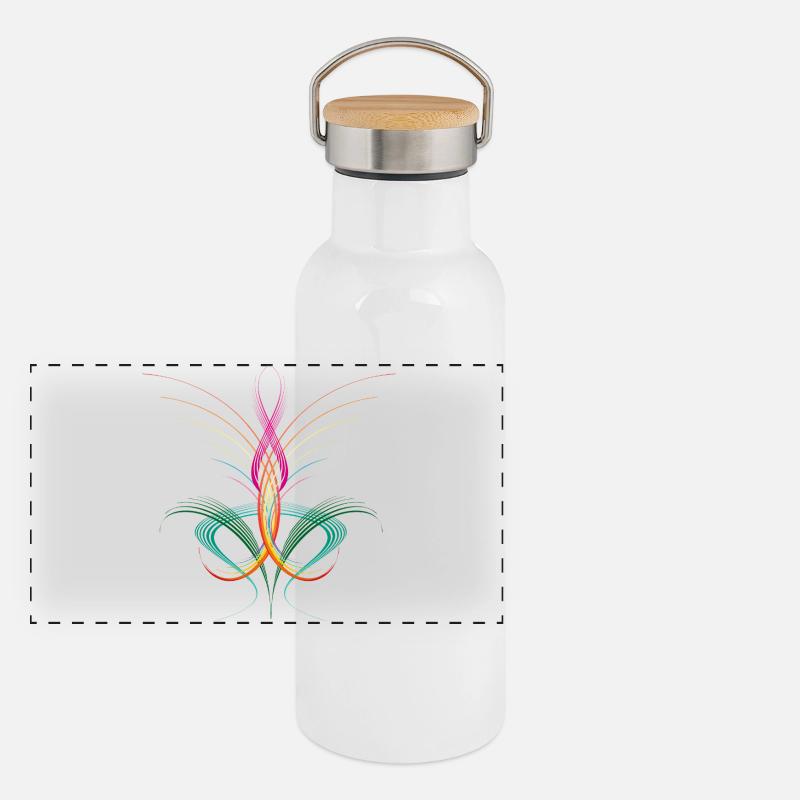 Ornement de ligne fluide – énergie de couleur abstraite Gourde isotherme avec bouchon en bambou