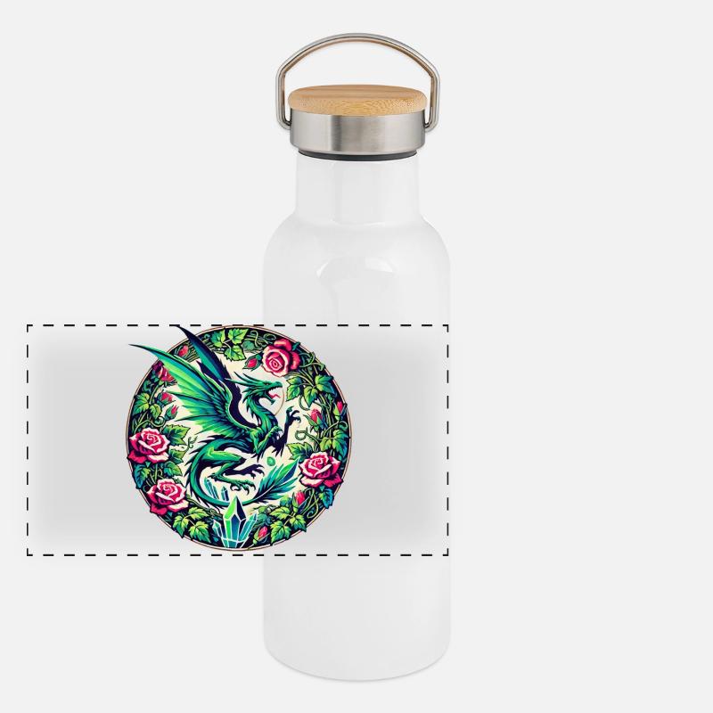 Verdant Phoenix in Rose Circle Panoramic Thermal Bottle with Bamboo Lid