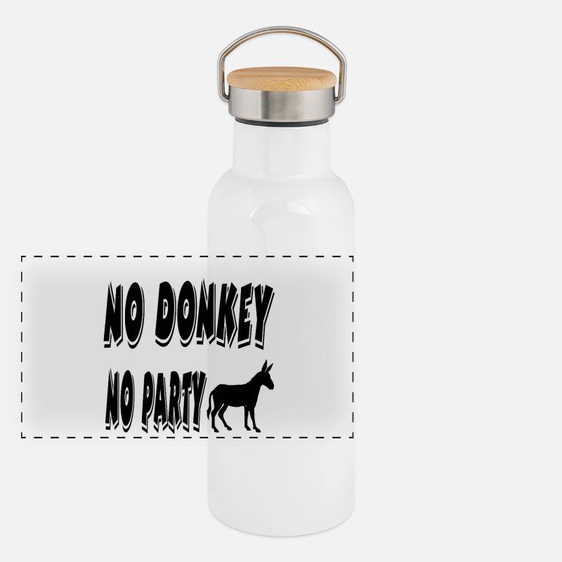 Esel Panorama Thermosflasche mit Bambusdeckel