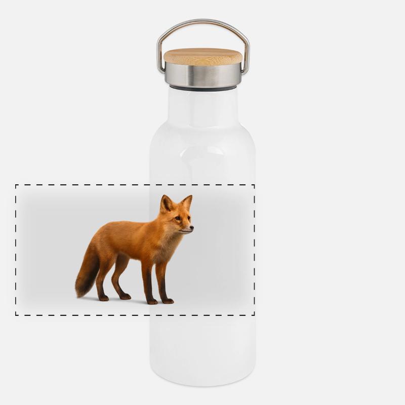 Renard roux à la lumière de la nature Gourde isotherme avec bouchon en bambou