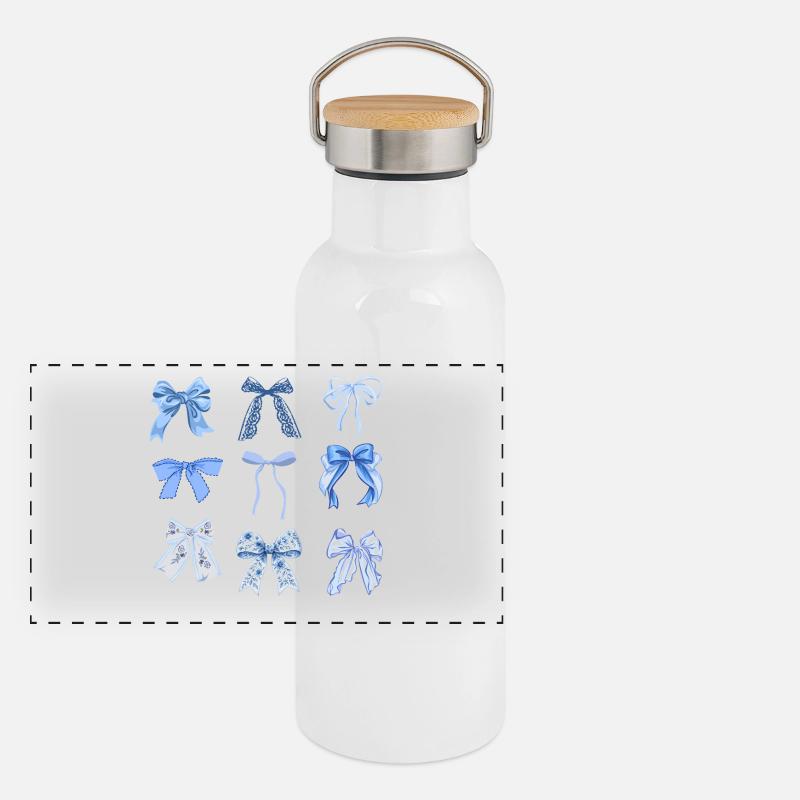 Noeuds bleus  Gourde isotherme avec bouchon en bambou