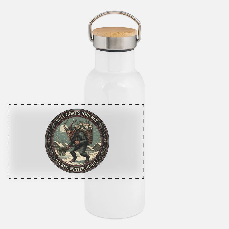 Die Reise der Weihnachtsziege – Böse Winternächte Panorama Thermosflasche mit Bambusdeckel