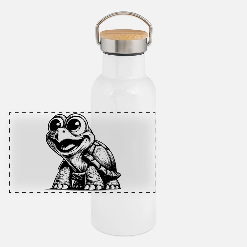 Baby turtles with big eyes Panoramic Thermal Bottle with Bamboo Lid
