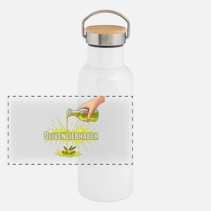 Amateurs d’huile d’olive Gourde isotherme avec bouchon en bambou