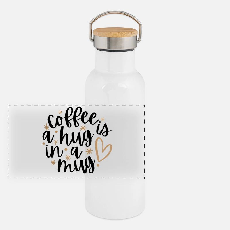 Coffee is a Hug in a Mug Panorama Thermosflasche mit Bambusdeckel