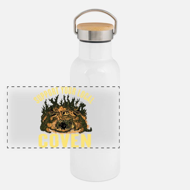 Hexen Geschenkidee Hexenzirkel Hexenschwester Hexe Panorama Thermosflasche mit Bambusdeckel