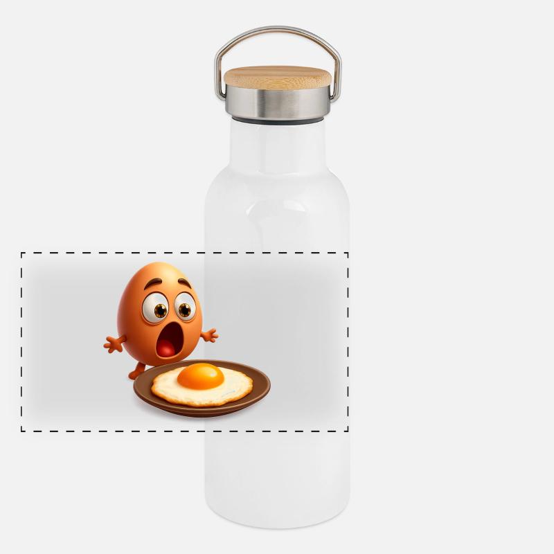 Aufgeregtes Ei Panorama Thermosflasche mit Bambusdeckel
