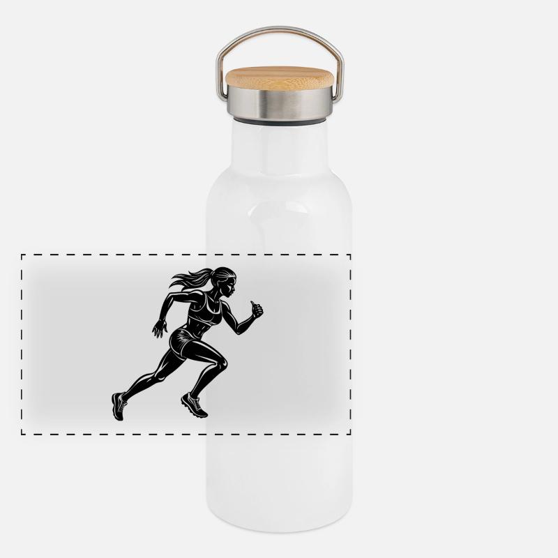 Femme coureuse Gourde isotherme avec bouchon en bambou