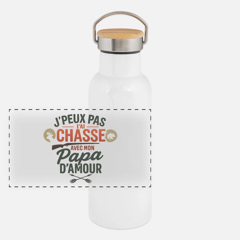 Jagd mit Papa d'amour Panorama Thermosflasche mit Bambusdeckel