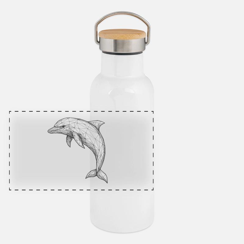 Geometric Polygon Dolphin Panoramic Thermal Bottle with Bamboo Lid