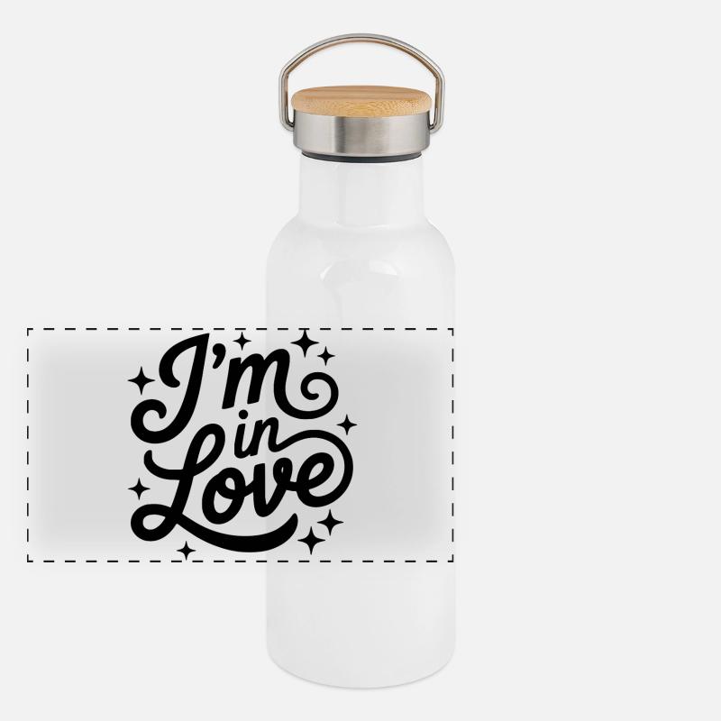 Ich bin verliebt Skriptdesign Panorama Thermosflasche mit Bambusdeckel