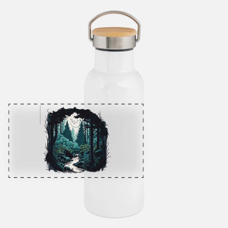 Moon Forest Trail in the Moonlight Panoramic Thermal Bottle with Bamboo Lid