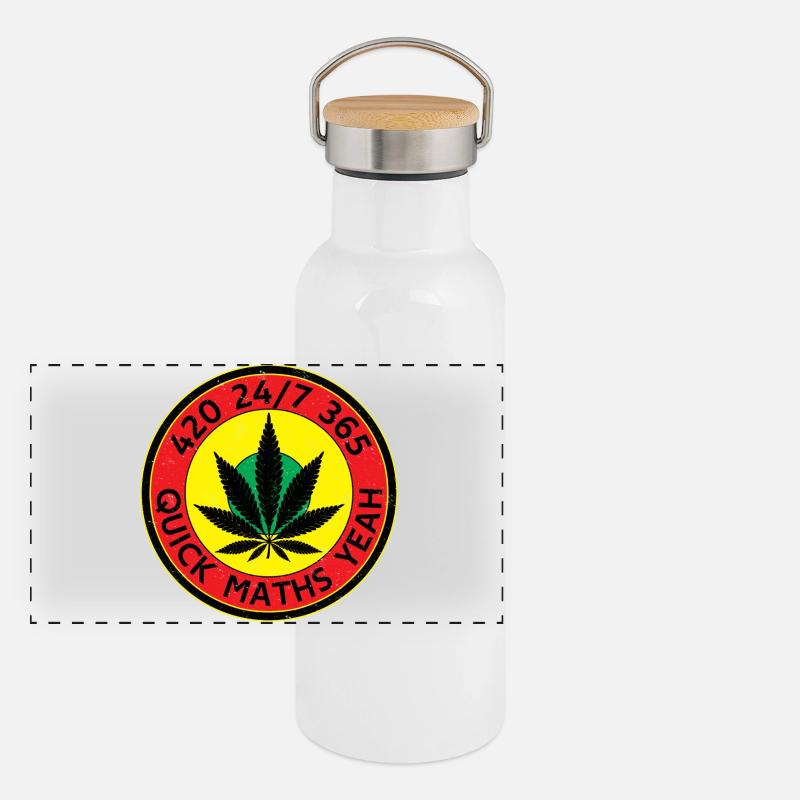 420 24/7 365 Quick Maths Yeah Gourde isotherme avec bouchon en bambou
