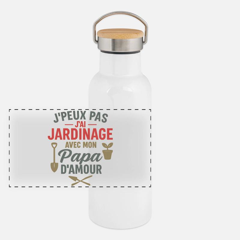 Gartenarbeit Daddy Love Panorama Thermosflasche mit Bambusdeckel