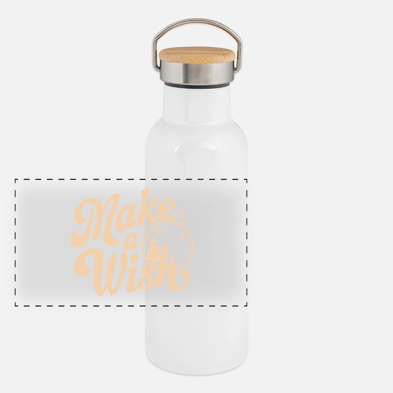 Make a Wish Ornament Typography Panoramic Thermal Bottle with Bamboo Lid