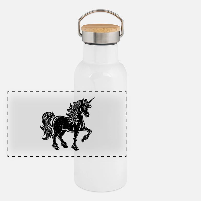 Einhorn Panorama Thermosflasche mit Bambusdeckel