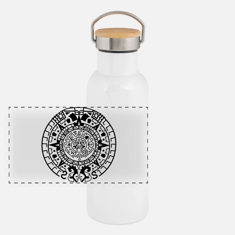 Mayan calendar Panoramic Thermal Bottle with Bamboo Lid