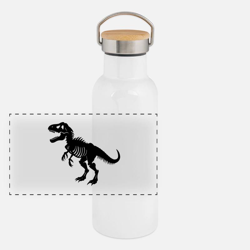 T-rex-Fossil Panorama Thermosflasche mit Bambusdeckel
