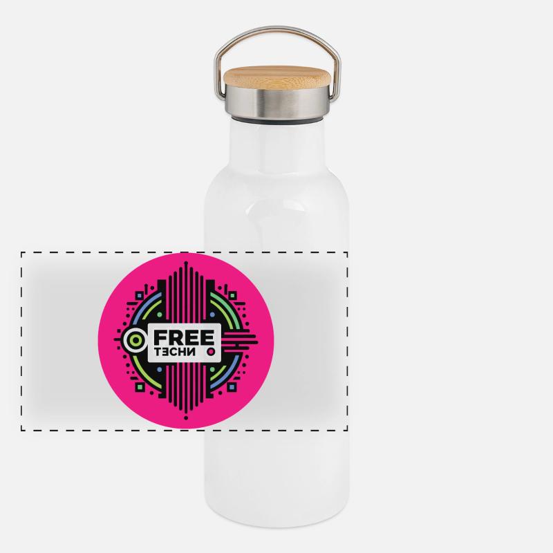 FREE TECHNO #2 – lass uns reden. Panorama Thermosflasche mit Bambusdeckel